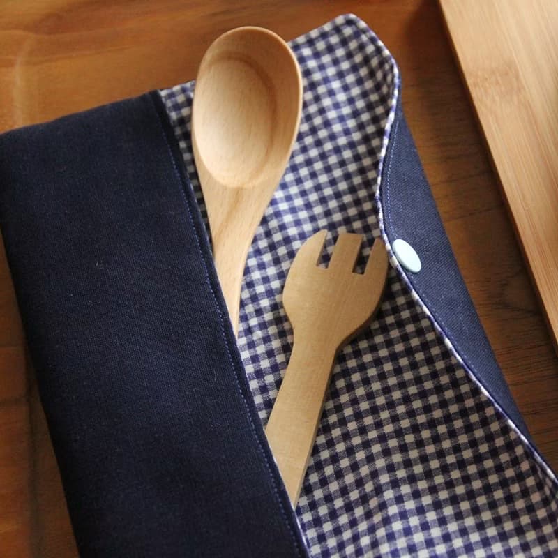 文青風環保筷袋 ~沉穩藍 收納包.環保筷袋.手作餐具袋