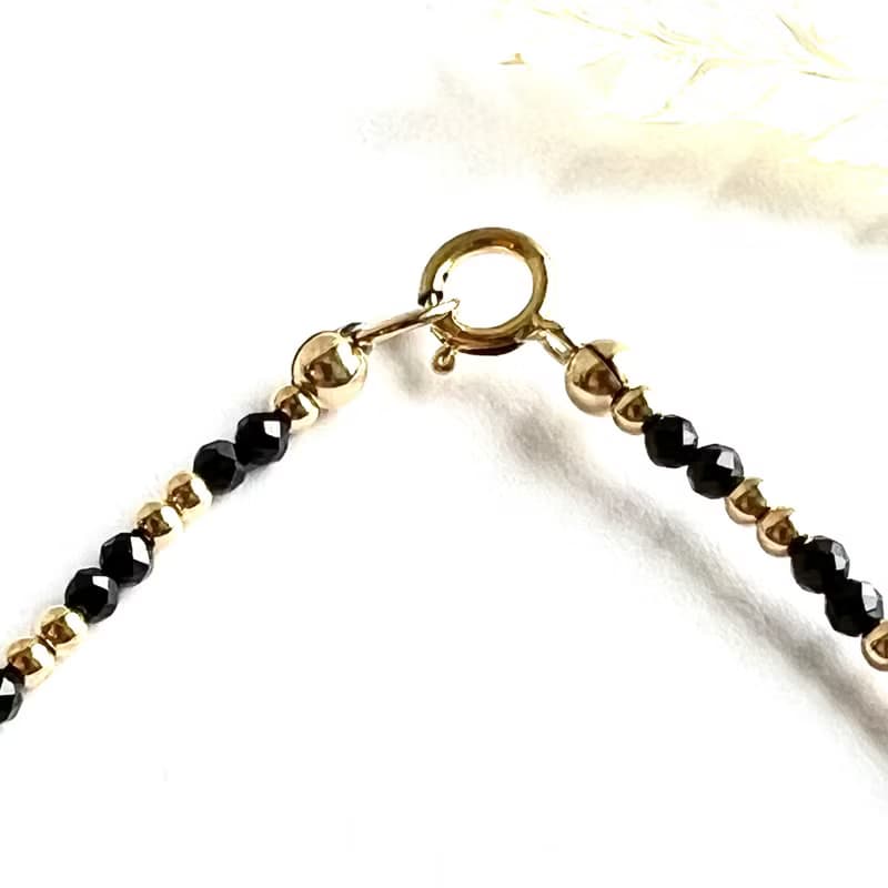 黑尖晶 14KGF 極細天然石手鍊