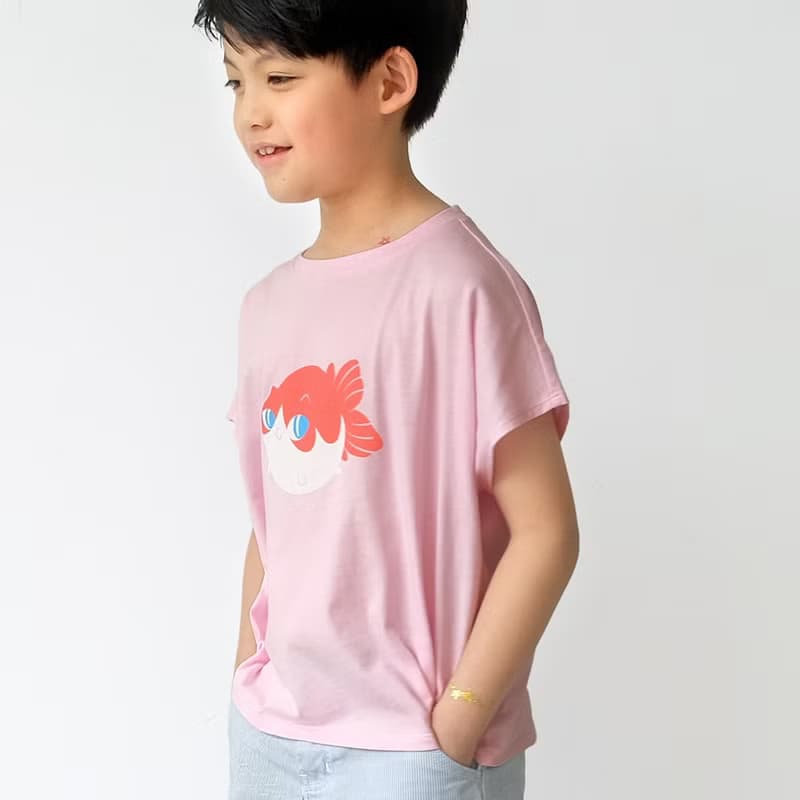 Kids Tisha金魚喵/兒童純棉Tshirt 落肩款/粉-中性版 兒童節