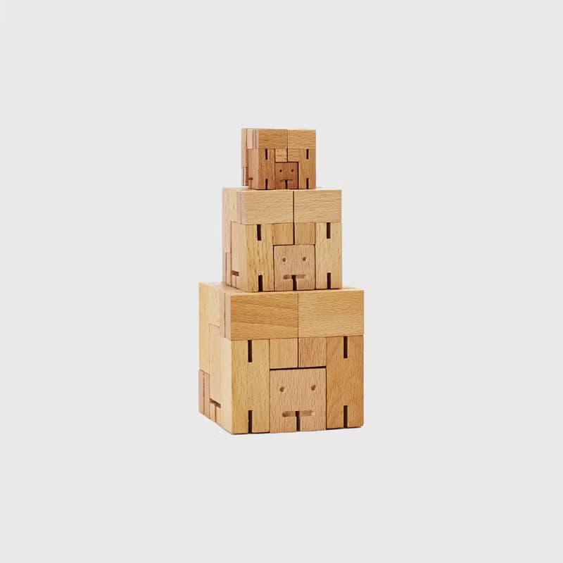 Cubebot 酷比人【樸實木三件組】木製變形積木機器人益智玩具禮物