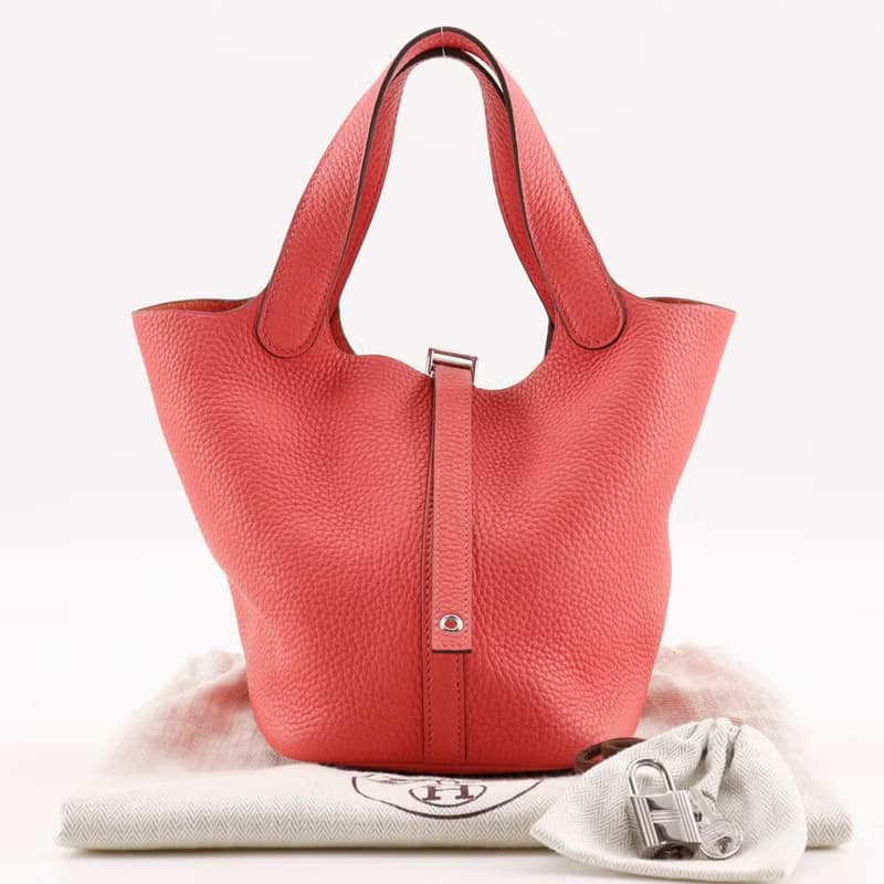 【日本直送】エルメス HERMES ピコタンロック18 PM ハンドバッグ トリヨンクレマンス ローズテキサス ピンク/シルバー金具 Y レディース【中古】