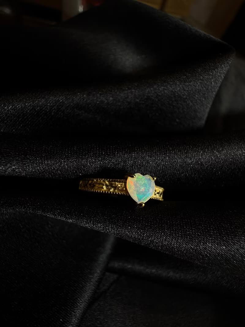 致愛。愛心 歐泊 戒指 925銀 opal s925 silver 925銀 純銀 戒指