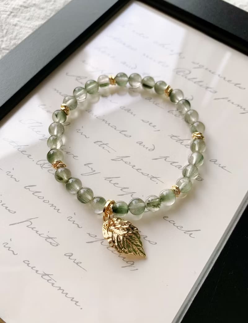 白兔毛/灰兔毛/綠兔毛/黑銅髮晶/拉長石 手作設計能量水晶雙圈手