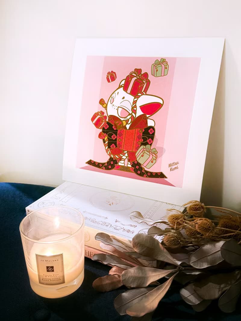 【招財貓】Mittsu Kumi 原創作品-卡紙框裝裱、藝術微噴畫