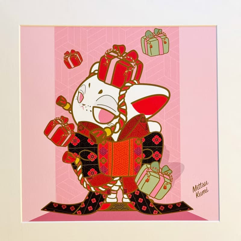 【招財貓】Mittsu Kumi 原創作品-卡紙框裝裱、藝術微噴畫