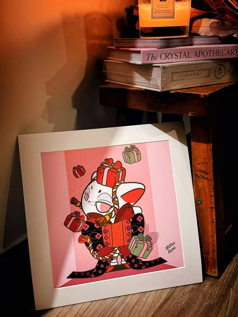 【招財貓】Mittsu Kumi 原創作品-卡紙框裝裱、藝術微噴畫
