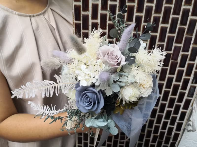 韓式 韓風 藍紫色系乾燥花束 乾燥花 新娘捧花 外