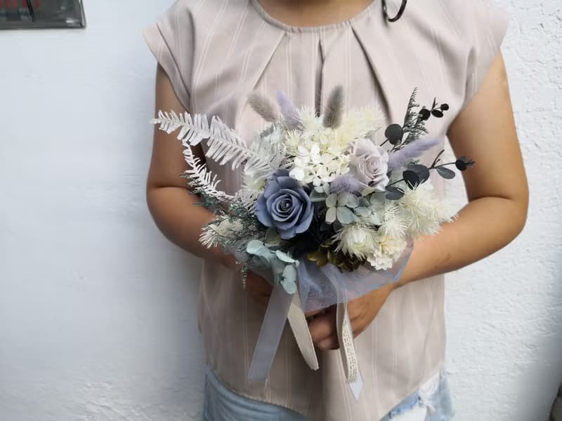韓式 韓風 藍紫色系乾燥花束 乾燥花 新娘捧花 外