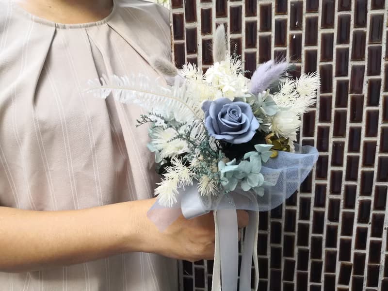 韓式 韓風 藍紫色系乾燥花束 乾燥花 新娘捧花 外
