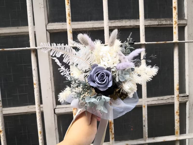 韓式 韓風 藍紫色系乾燥花束 乾燥花 新娘捧花 外