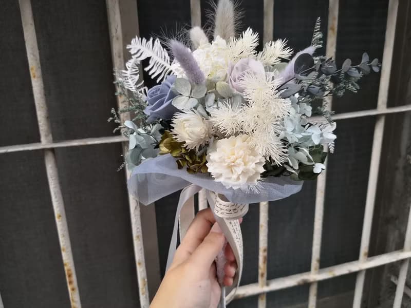 韓式 韓風 藍紫色系乾燥花束 乾燥花 新娘捧花 外