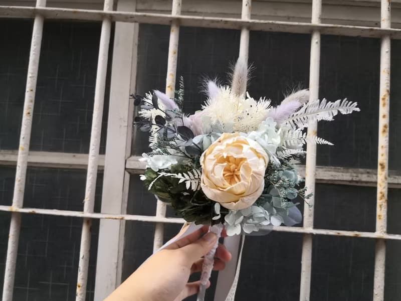 韓式 韓風 藍紫色系乾燥花束 乾燥花 新娘捧花 外