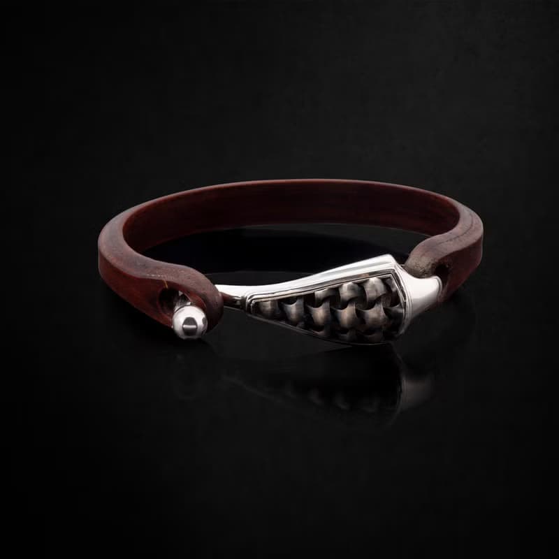 The Levant II -  Leather and 925k Sterling Silver Bracelet for Men