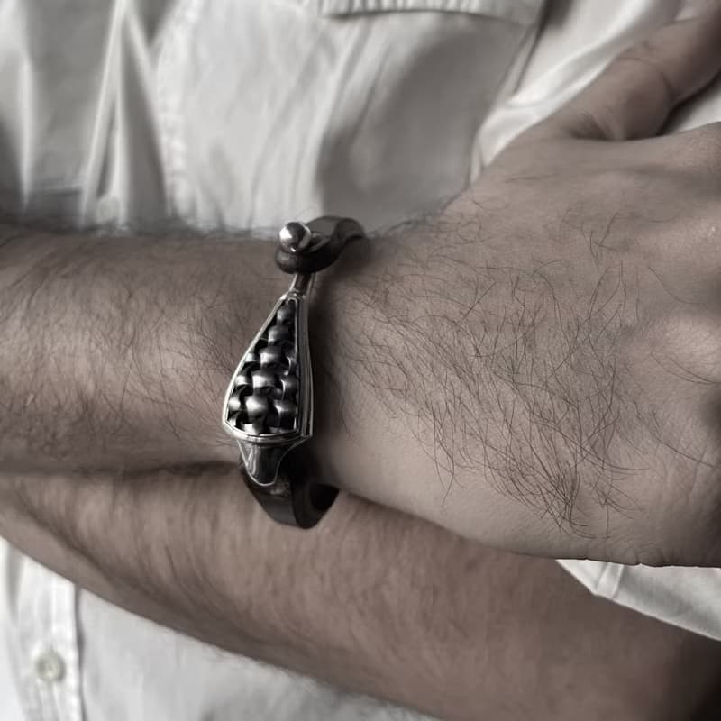 The Levant II -  Leather and 925k Sterling Silver Bracelet for Men