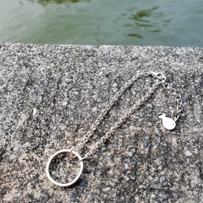 V36款-做不出一樣的銀手鍊-純銀大圈+小魚-925純銀手鍊-御匠敲飾