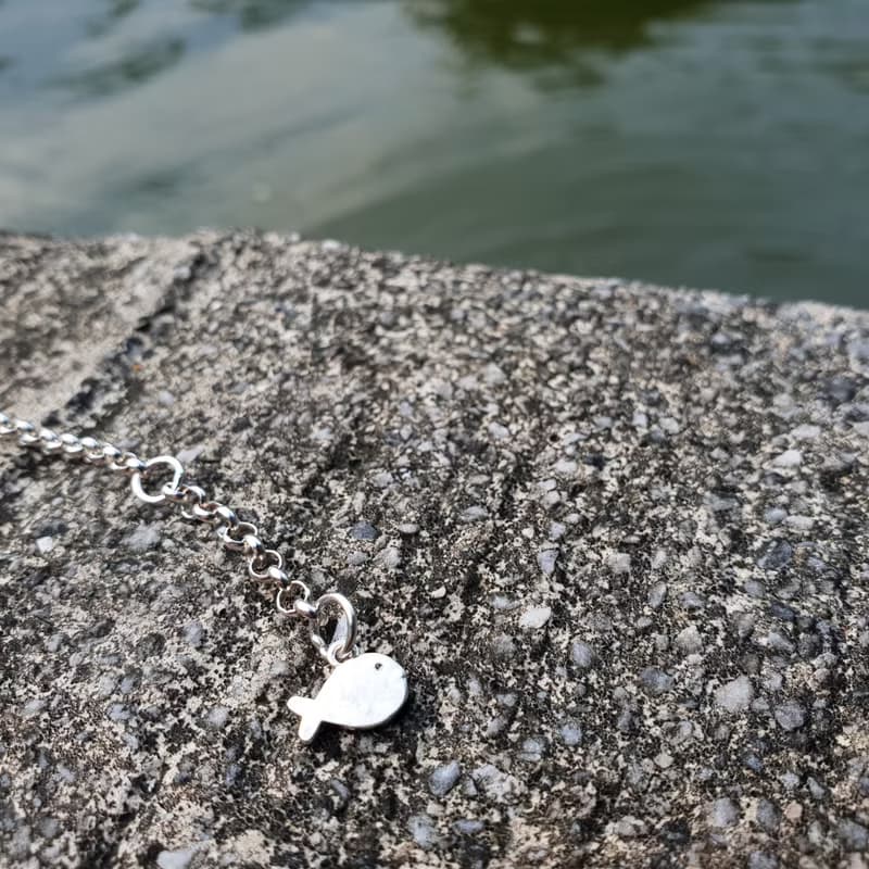 V36款-做不出一樣的銀手鍊-純銀大圈+小魚-925純銀手鍊-御匠敲飾