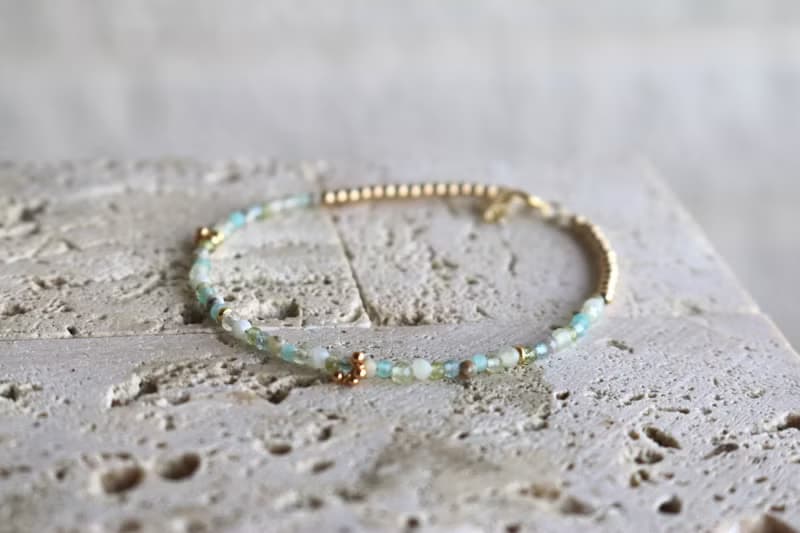 八月誕生石 橄欖石 磷灰石 手鍊 天然石 - 必勝 -