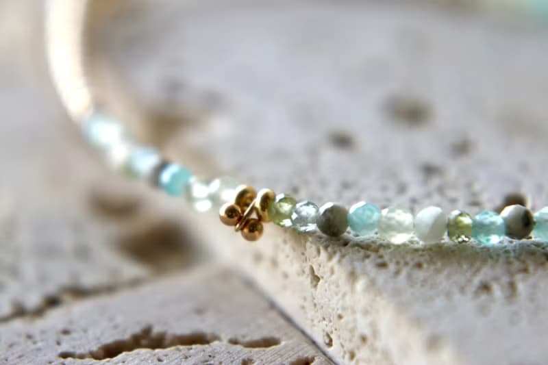 八月誕生石 橄欖石 磷灰石 手鍊 天然石 - 必勝 -