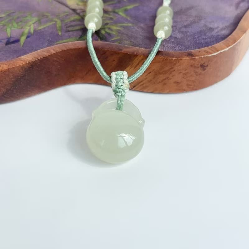 天然晴水和田玉如意鎖項鏈吊墜福袋鎖福包吉祥如意吊墜女生禮物