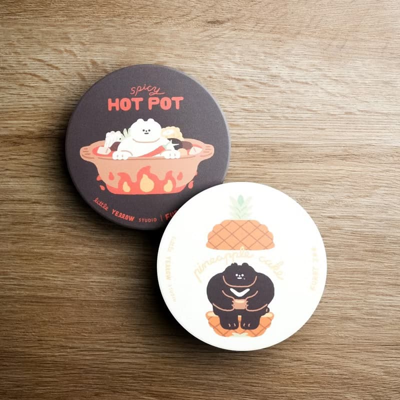 Furry Zoo 陶瓷吸水杯墊 - 麻辣鍋熊 / 鳳梨黑熊 / 招財貓