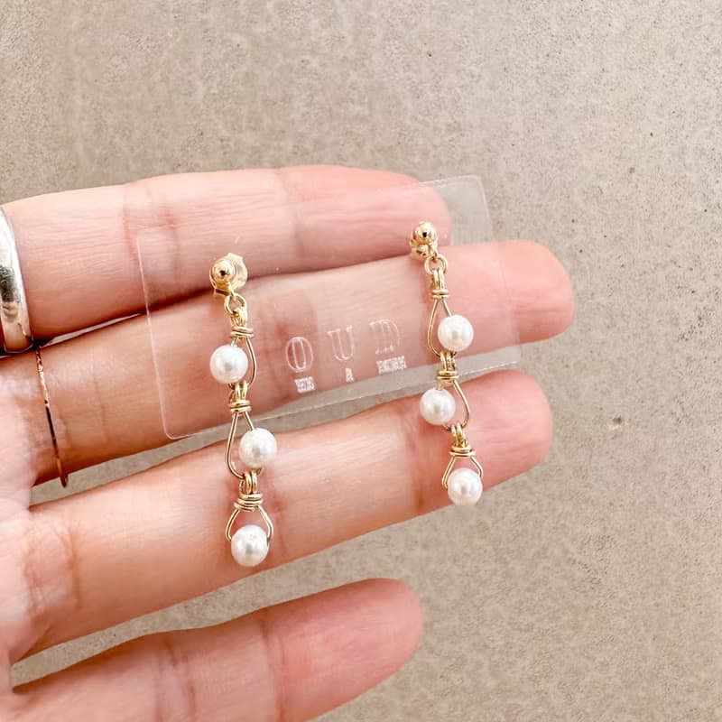 OUD原創.手工飾品.施華洛世奇珍珠.手工撓線.防敏感耳環/耳夾