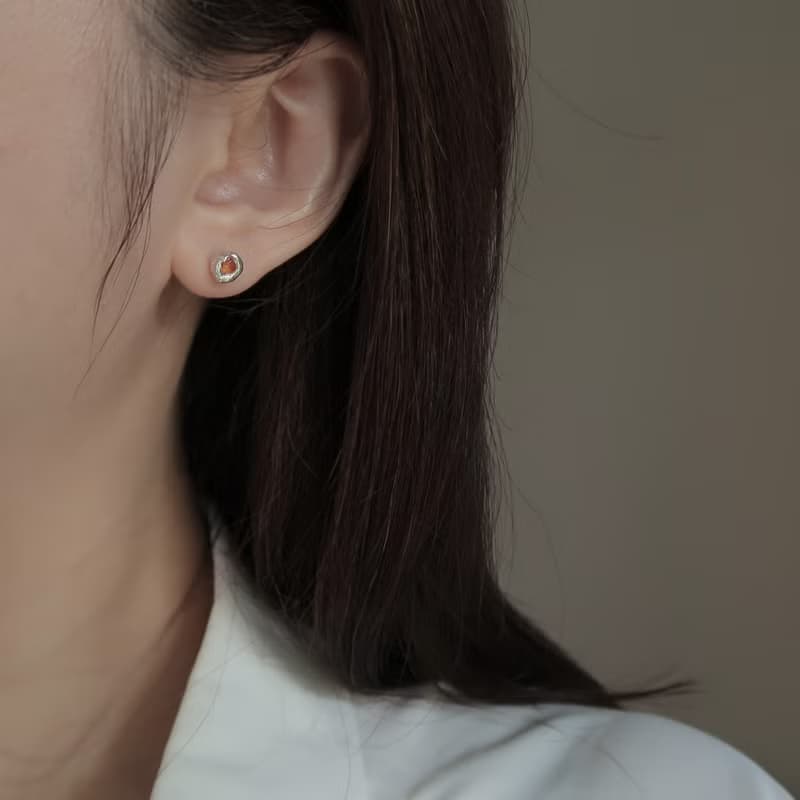 999純銀 藍寶石 尖晶石 熔岩 耳環 耳夾 免費送禮包裝