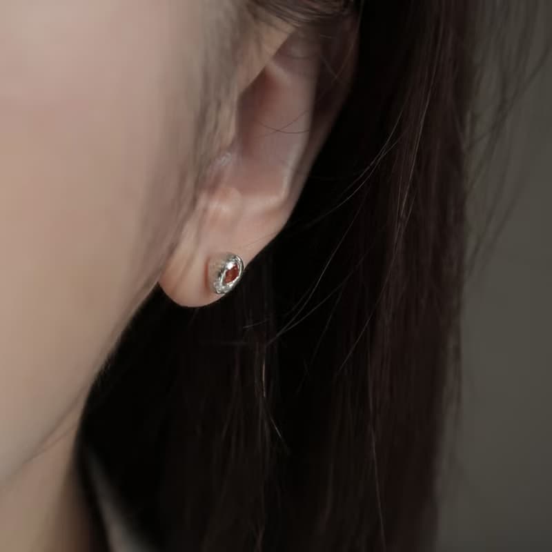 999純銀 藍寶石 尖晶石 熔岩 耳環 耳夾 免費送禮包裝