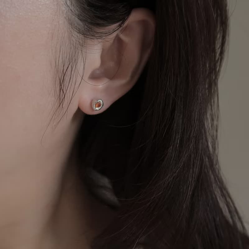 999純銀 藍寶石 尖晶石 熔岩 耳環 耳夾 免費送禮包裝