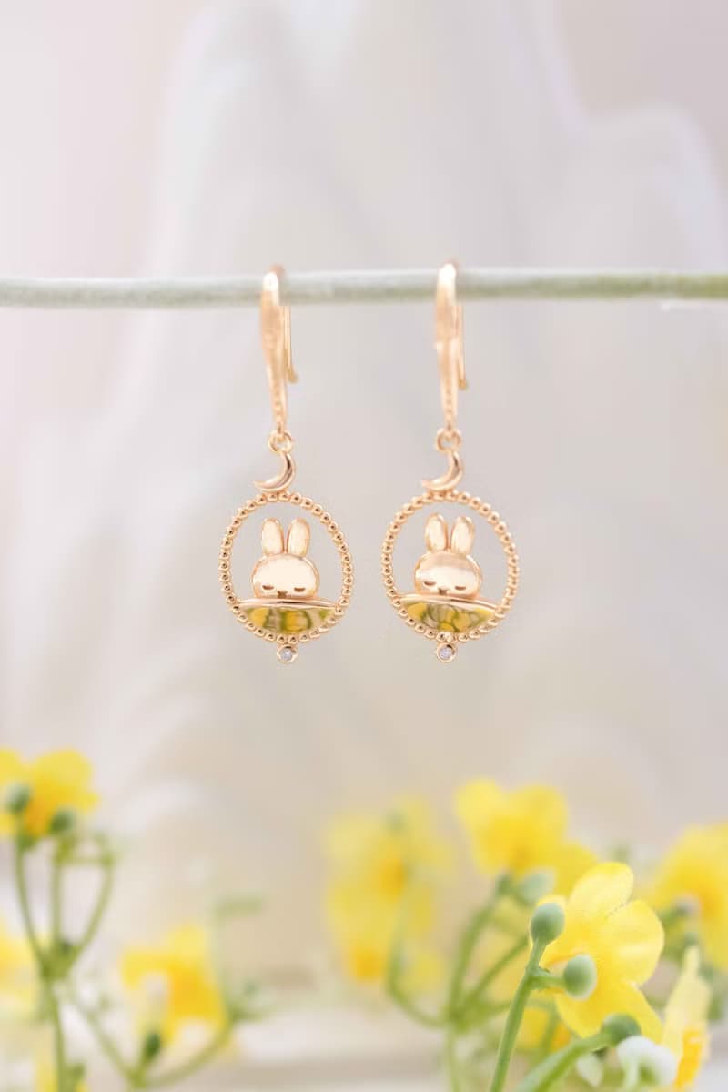 【Pinkoi x miffy】 Miffy 在睡覺純銀耳環 金色