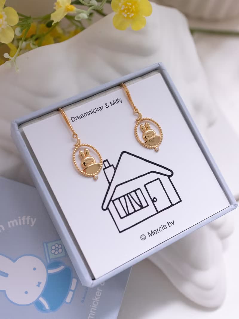 【Pinkoi x miffy】 Miffy 在睡覺純銀耳環 金色