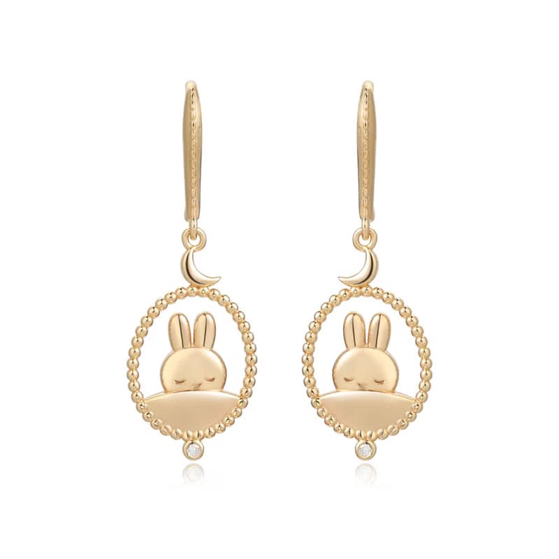 【Pinkoi x miffy】 Miffy 在睡覺純銀耳環 金色