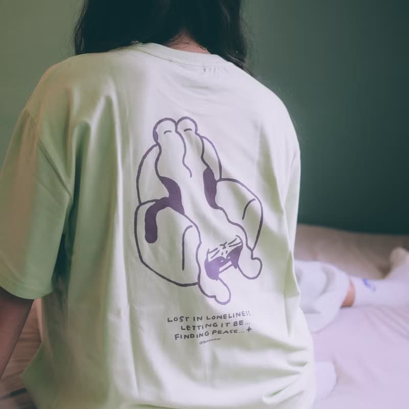 中性版短T-FINDING PEACE-灰綠 蘋果綠