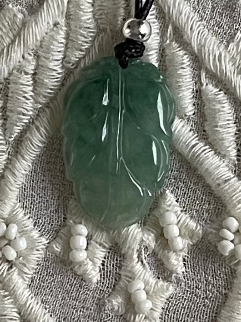 葉子翡翠吊墜項鍊緬甸玉 無優化 天然A貨翡翠 冰飄綠花翡翠葉子