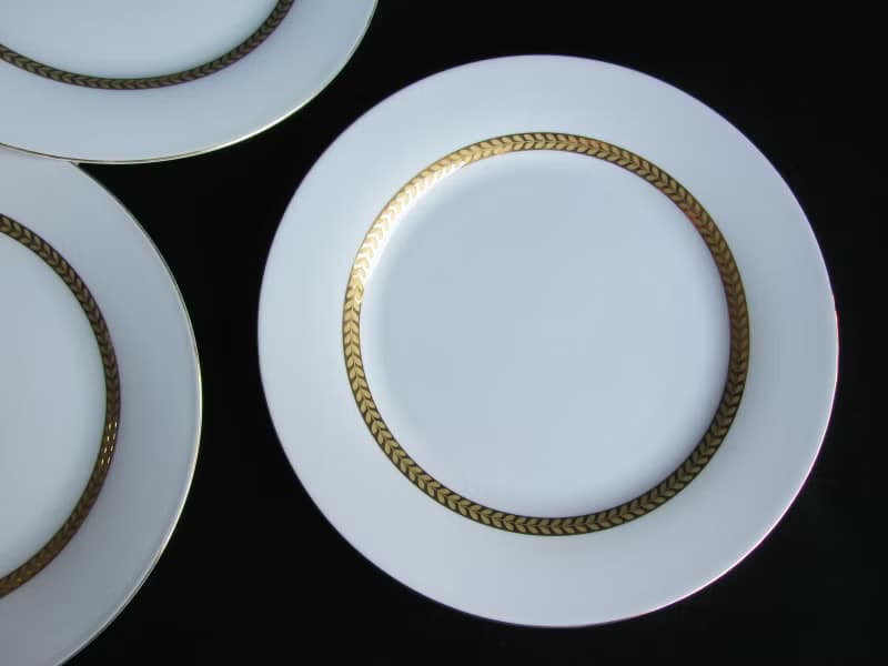 【老時光 OLD-TIME】早期二手22K金邊瓷盤餐盤(五盤為一組