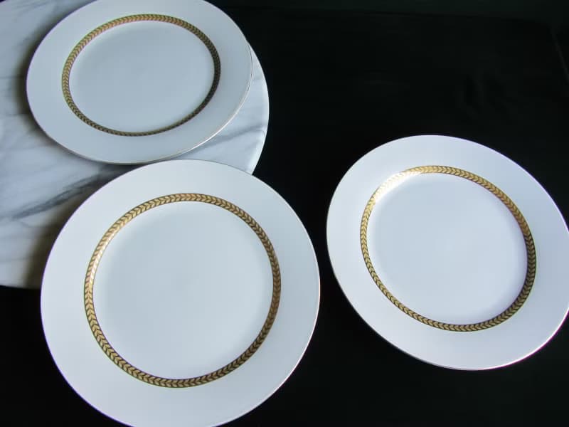 【老時光 OLD-TIME】早期二手22K金邊瓷盤餐盤(五盤為一組