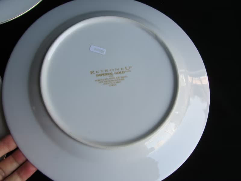 【老時光 OLD-TIME】早期二手22K金邊瓷盤餐盤(五盤為一組