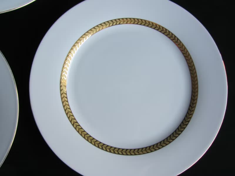 【老時光 OLD-TIME】早期二手22K金邊瓷盤餐盤(五盤為一組