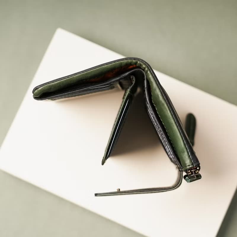 【24hr快速出貨】真皮撞色中夾-075259bk/gr 母錢包