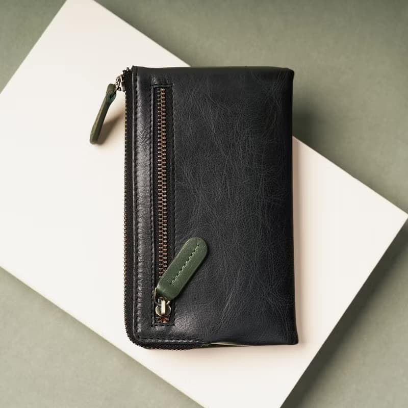 【24hr快速出貨】真皮撞色中夾-075259bk/gr 母錢包