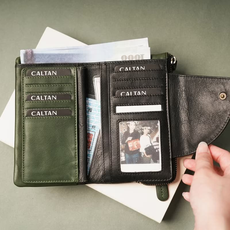 【24hr快速出貨】真皮撞色中夾-075259bk/gr 母錢包