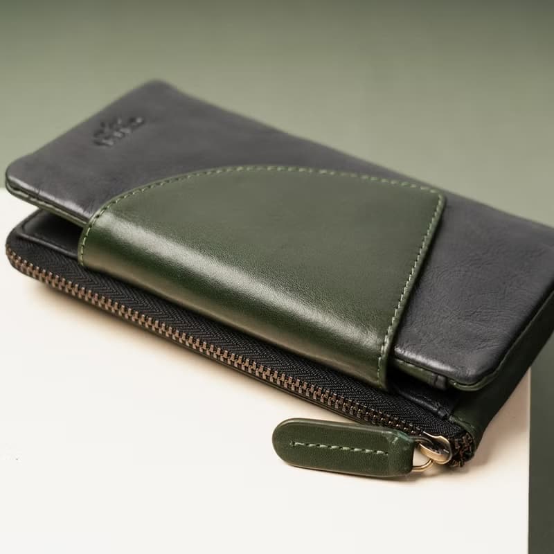 【24hr快速出貨】真皮撞色中夾-075259bk/gr 母錢包