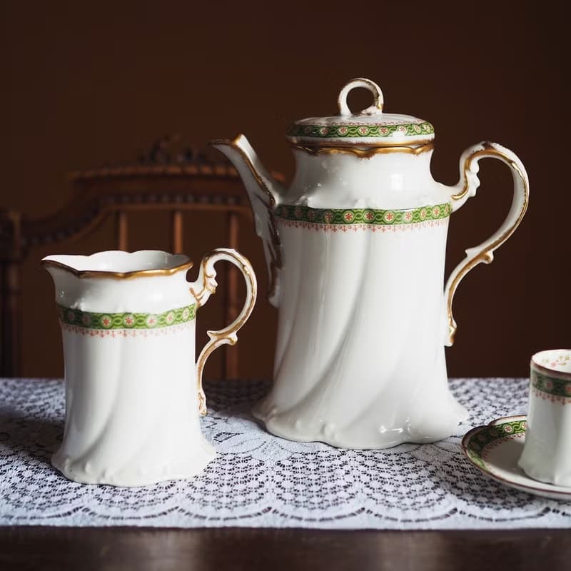 19世紀法國古董 LIMOGES 茶壺和奶壺 套裝