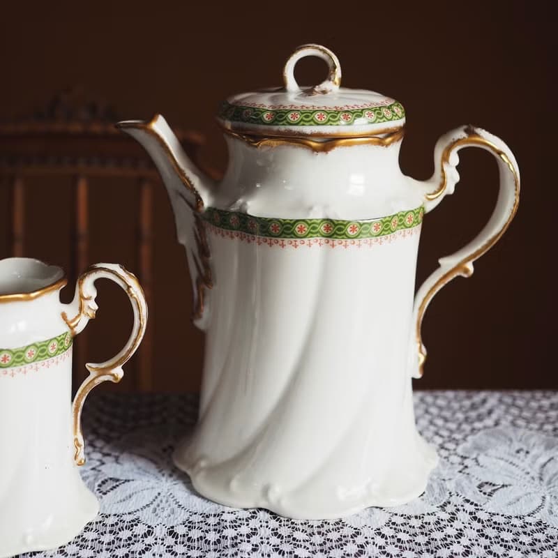 19世紀法國古董 LIMOGES 茶壺和奶壺 套裝