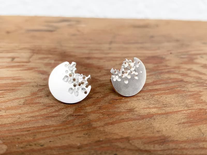 純銀月蝕耳環-一對