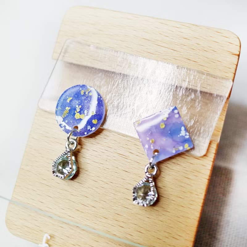 星雲 手繪貼耳耳環 耳夾/耳針