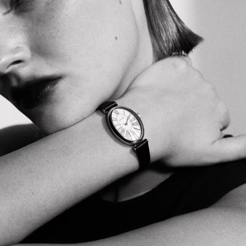 【Ven & Qu】圓頂銀-白腕錶 21×31mm 黑色皮革錶帶