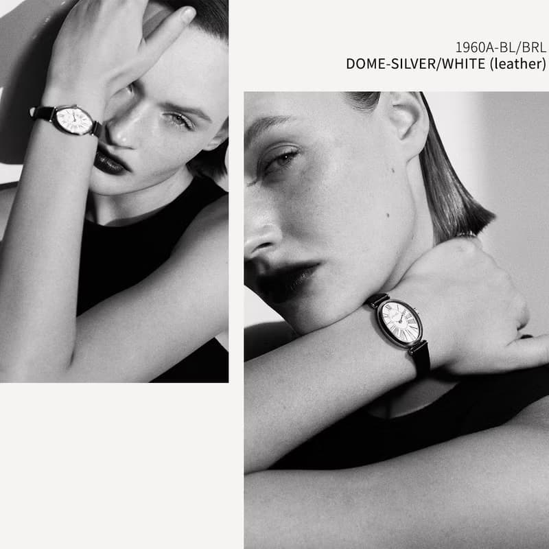 【Ven & Qu】圓頂銀-白腕錶 21×31mm 黑色皮革錶帶