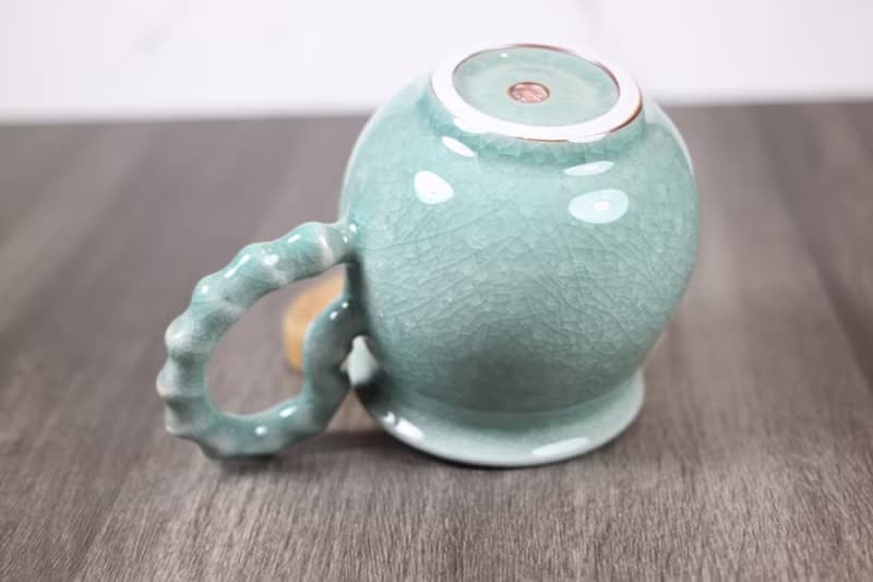 【送禮好物】G017哥窯冰裂 手拉握把茶海 咖啡下壺 葉敏祥手作
