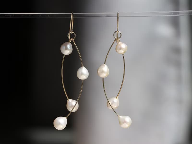 14kgf-whip pearl pierced earrings/can change to clip-on