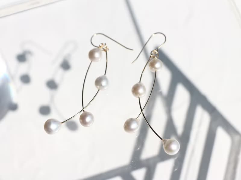14kgf-whip pearl pierced earrings/can change to clip-on